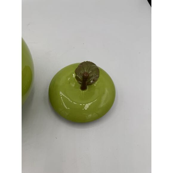 Green Ceramic Apple Shaped Canister 5in Tall - Picture 4 of 7